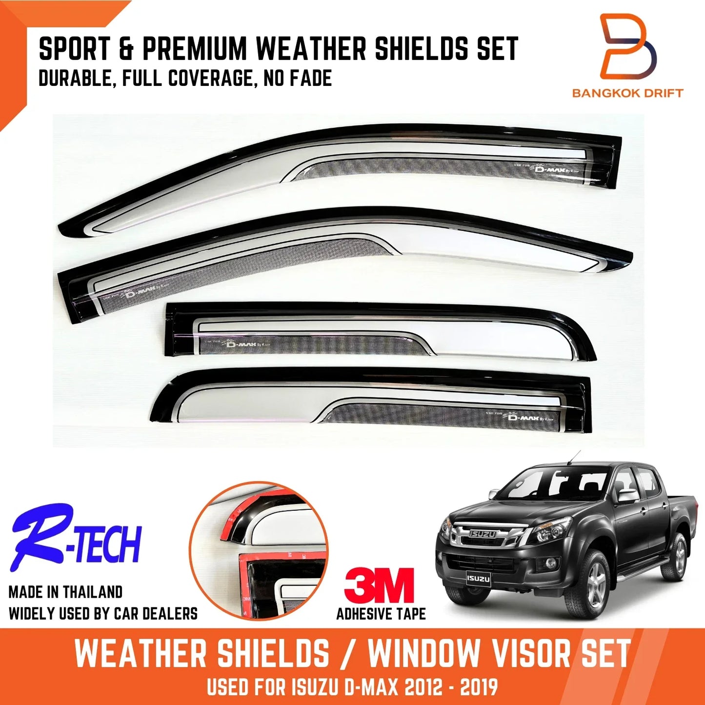 Silver Visor Shield Wind Deflector for Isuzu D-Max (2012-2019)
