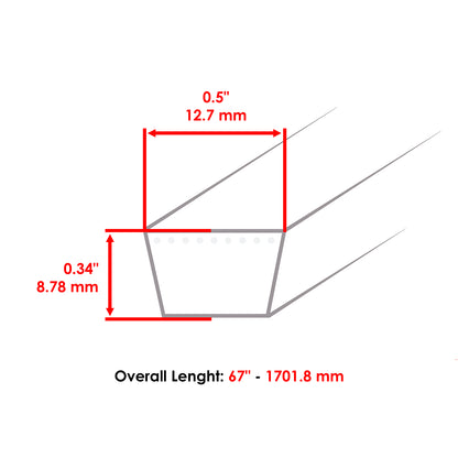 Deck Belt for Cub Cadet 1170 42 Inch V Belt Replacement (1999–2007)