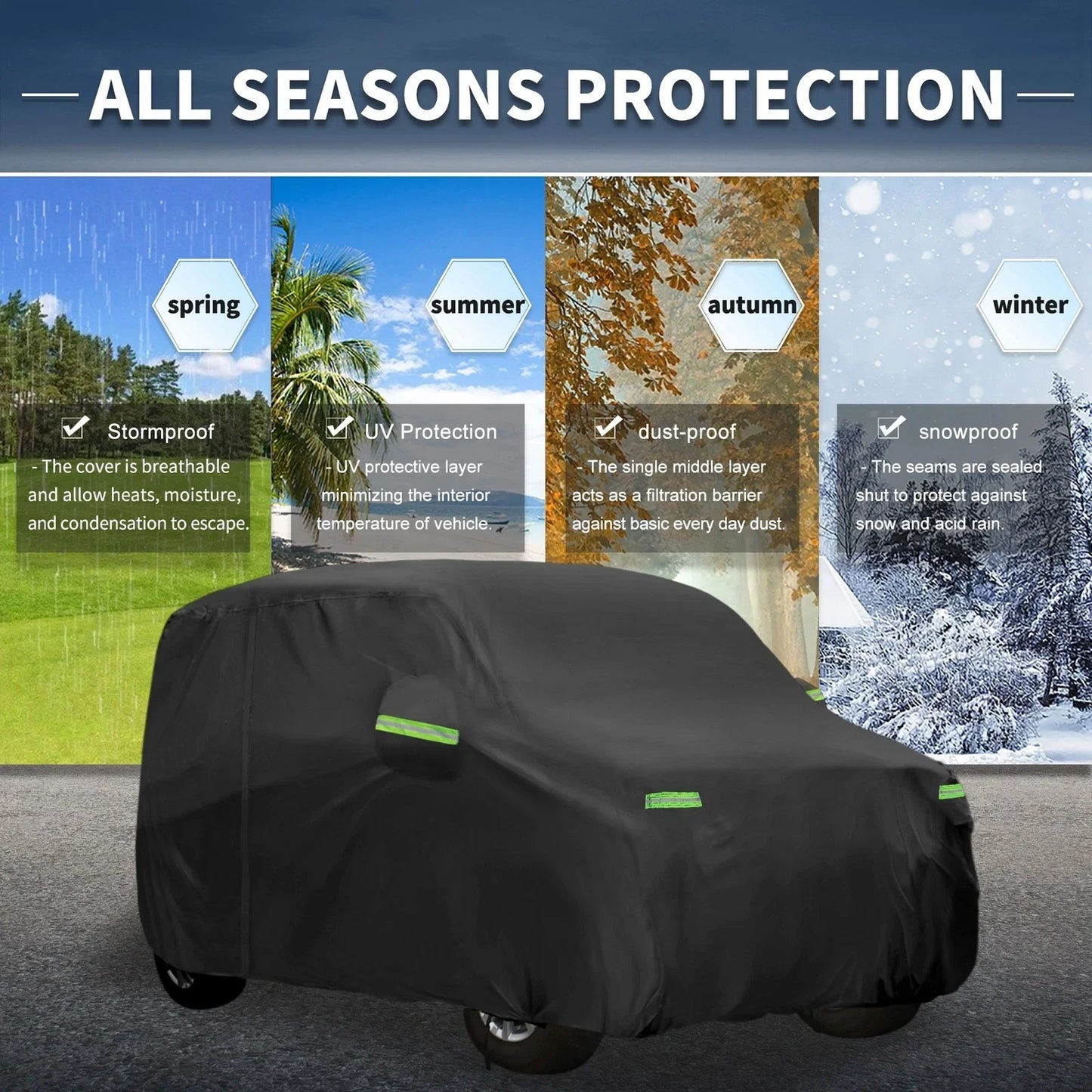Waterproof Car Cover for Honda N-WGN, Inner Cotton, Black, 350x148x143cm