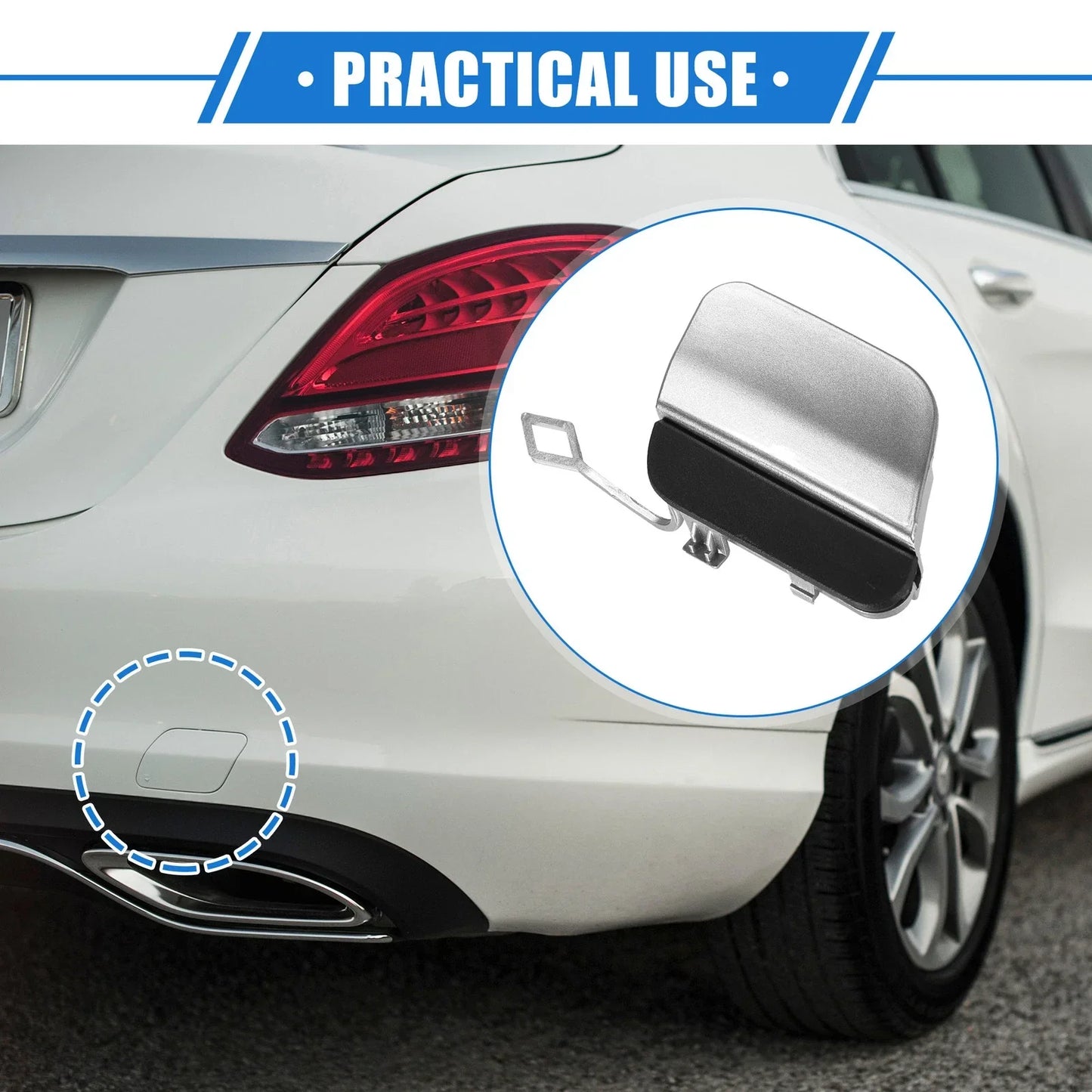 Car Rear Bumper Tow Hook Cap for Mercedes-Benz E450 (2019-2020) Silver Tone