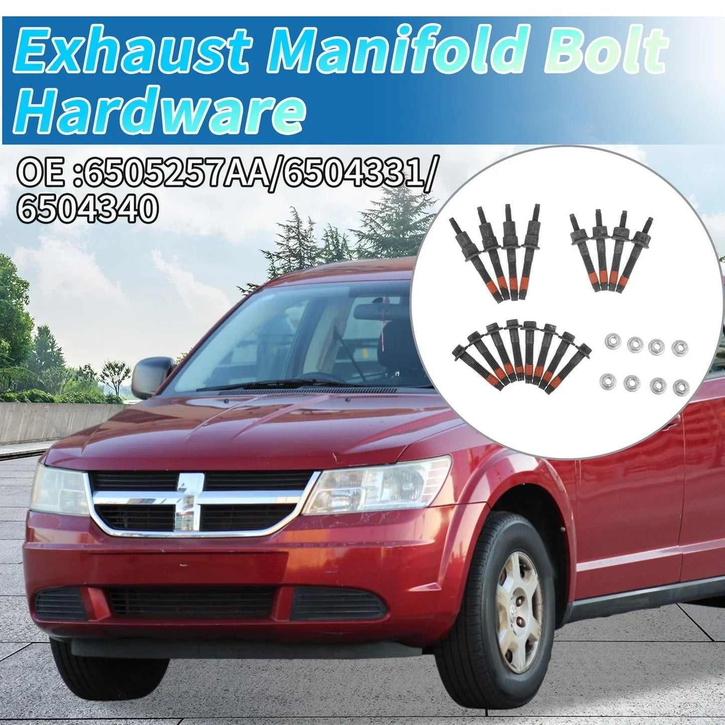 Exhaust Manifold Stud Bolt Nut Kit 24 x for Dodge Jeep