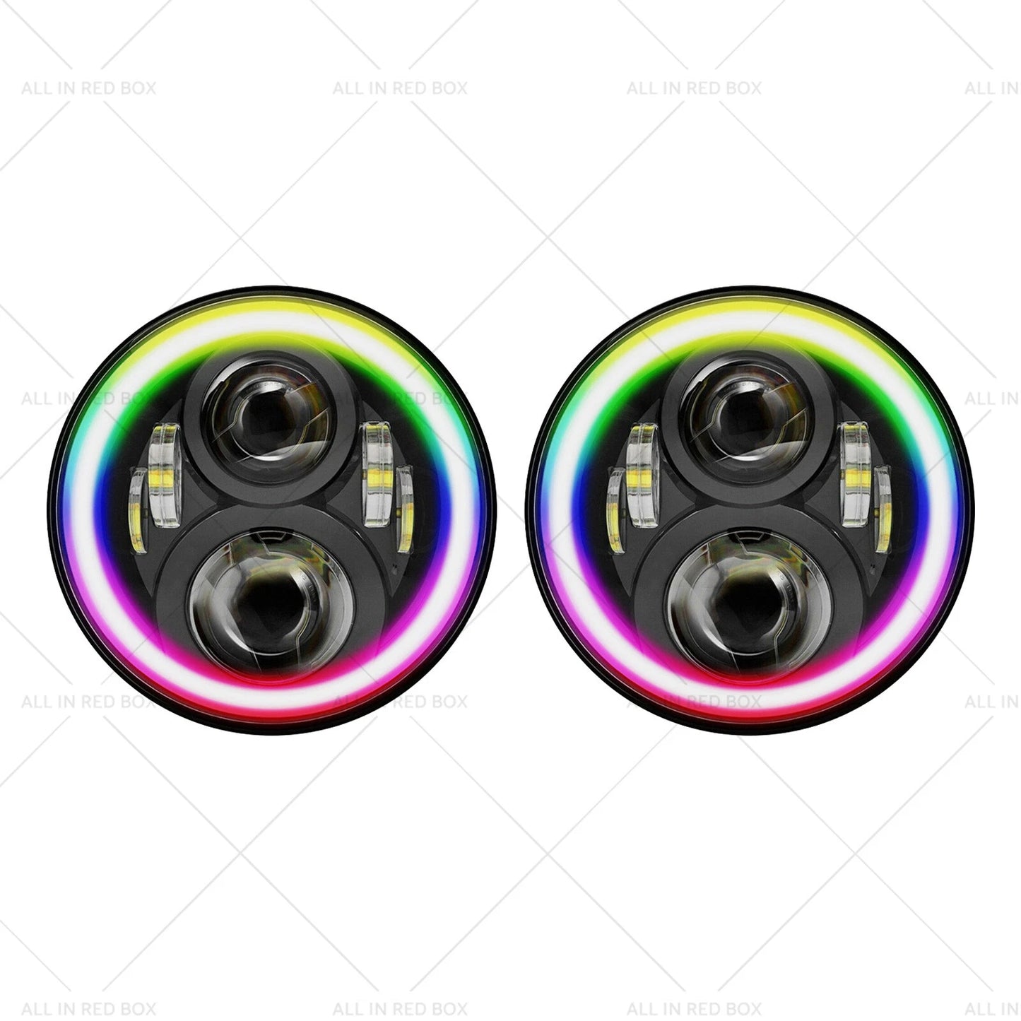 7" RGB Halo LED Headlights Projector Hi/Lo Beam for Jeep GQ