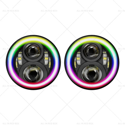 7" RGB Halo LED Headlights Projector Hi/Lo Beam for Jeep GQ