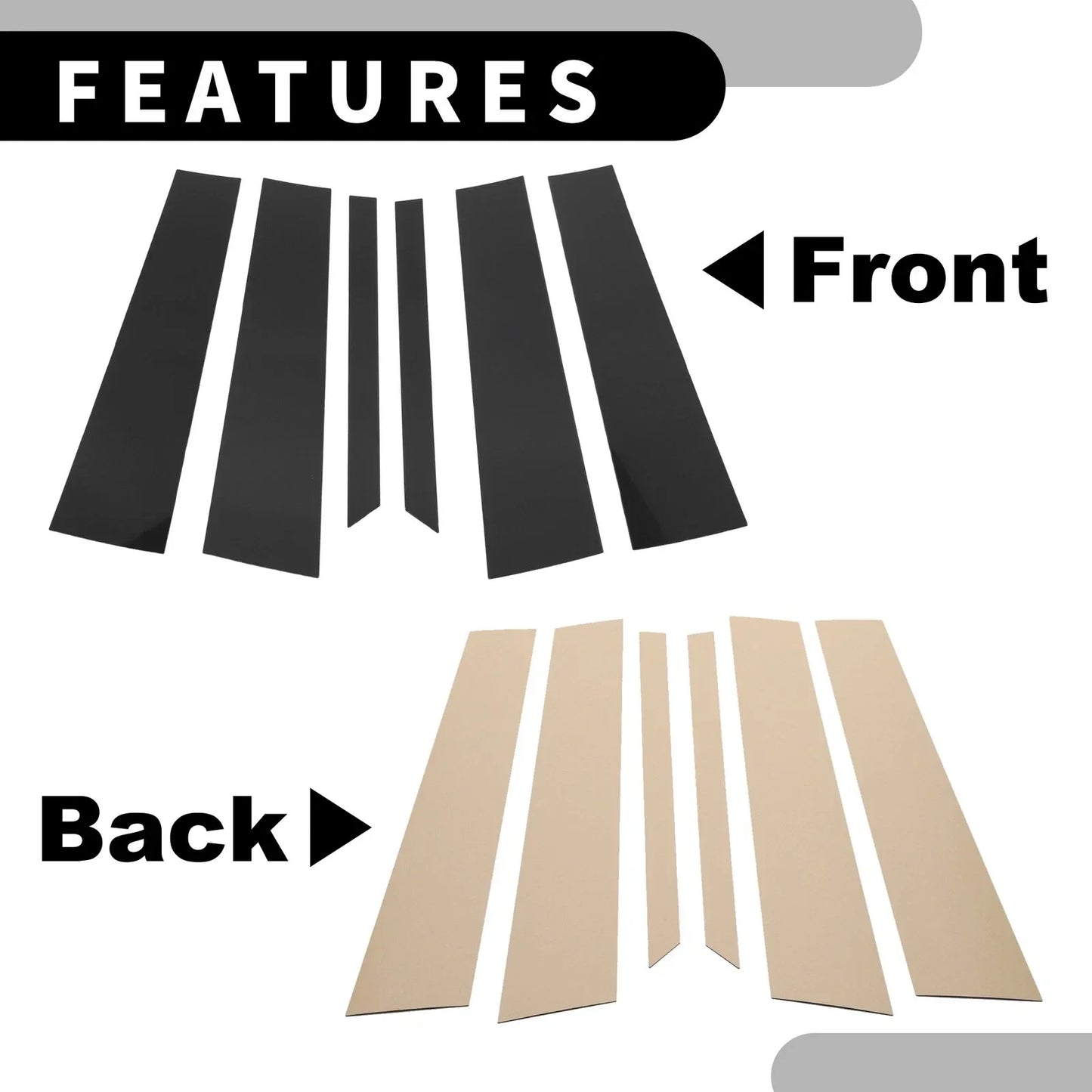 6 x Car Pillar Window Trim Covers for Mercedes-Benz M-Class (2006-2011) Black