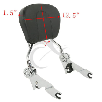 Chrome/Black Adjustable Backrest Sissy Bar for Harley Street Glide (2009-2025)