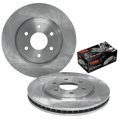 2 Front Disc Brake Rotors + Pads Set Navara D40 Ute 2wd 4x4 2005-12 16" Wheels