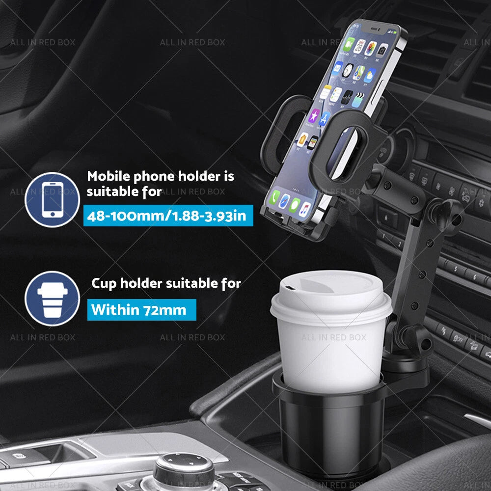 2-in-1 Universal Adjustable Car Cup Holder Stand for Cell Phone GPS Mount