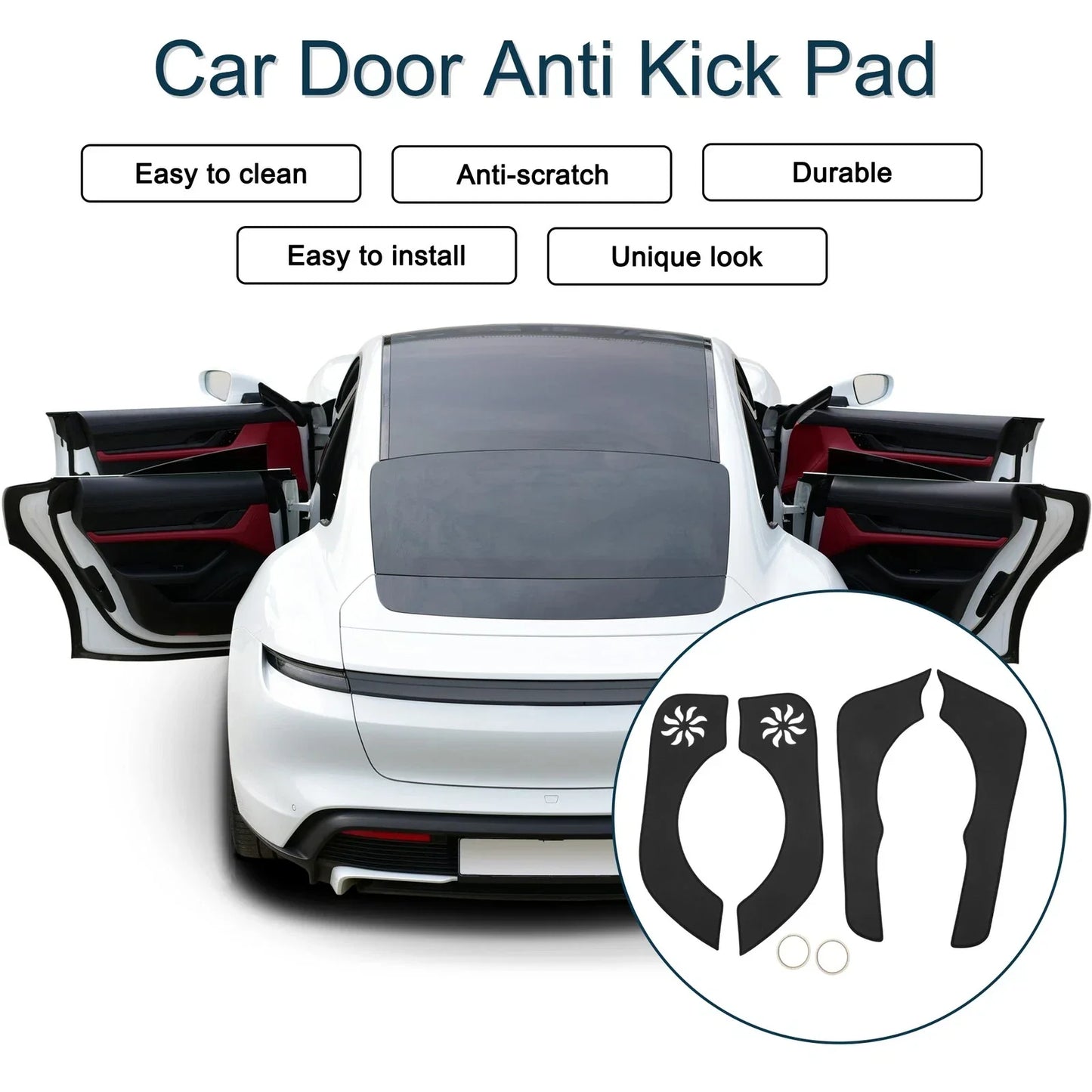 Car Door Anti Kick Pad Sticker Protector for Honda CRV (2012-2016) Black 1 Set