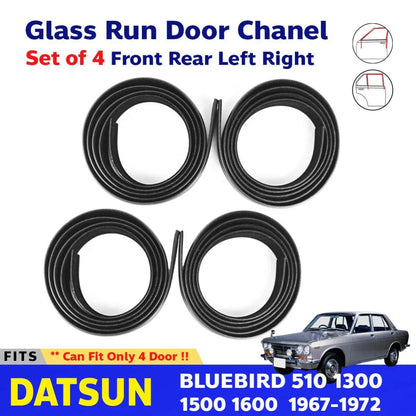 4x Glass Run Door Channel Felt Rubber Seal Fits Datsun Bluebird 510 4D 1600 SED