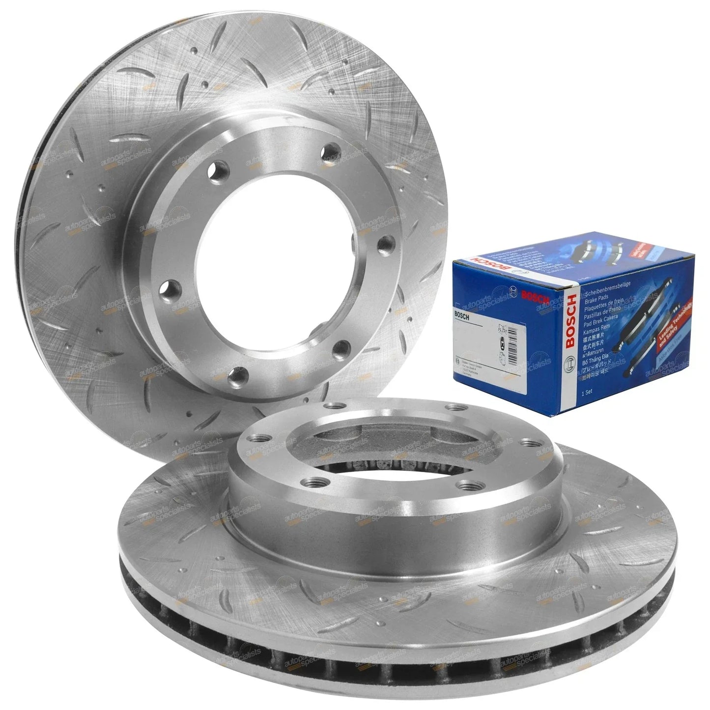 Front Slotted+Drilled Rotors & Pads for Landcruiser HDJ80/HZJ80 (1990–1992)