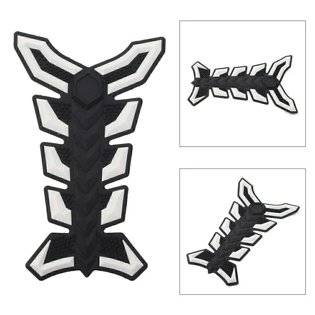 3D Decal Sticker Protector for Motorcycle White Gas Fuel Oil Tank Pad Fish Bone