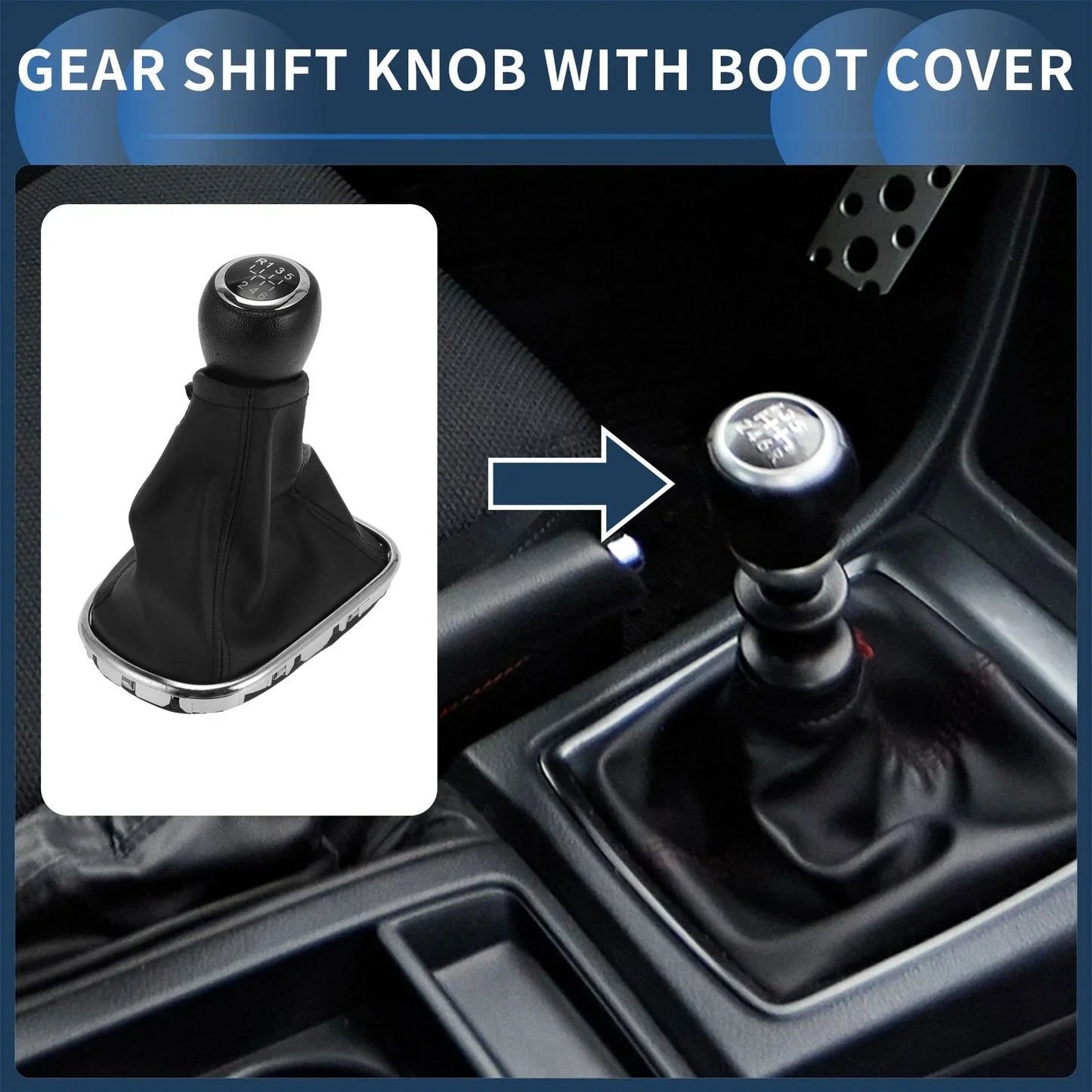 6 Speed Gear Shifter Knob & Cover for Chevrolet Cruze (2010-2015) Black
