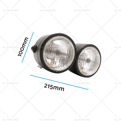 Twin Universal Headlight Dual Lamp for Motorcycle Street Fighter Black