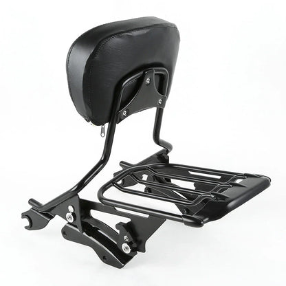 Black Sissy Bar Backrest Luggage Rack for Harley Touring (2014-2025)