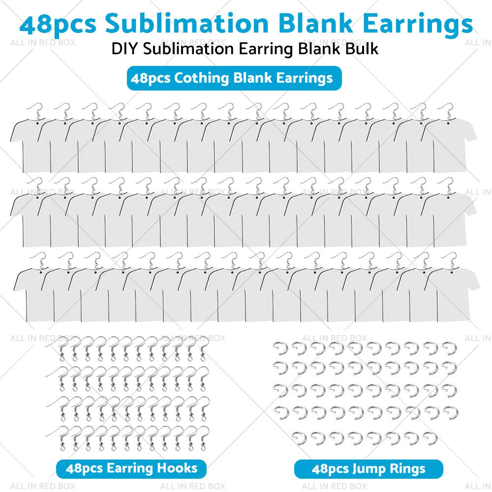 48PCS DIY Blank Double-Sided Football Shirt Earring Wood MDF