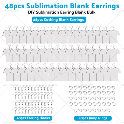 48PCS DIY Blank Double-Sided Football Shirt Earring Wood MDF