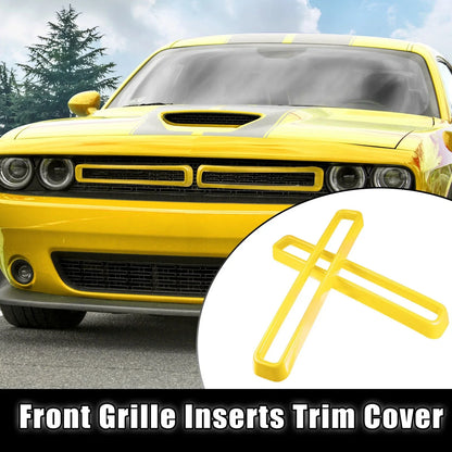 Front Grill Mesh Grille Inserts for Dodge Challenger 2015-2022 Yellow
