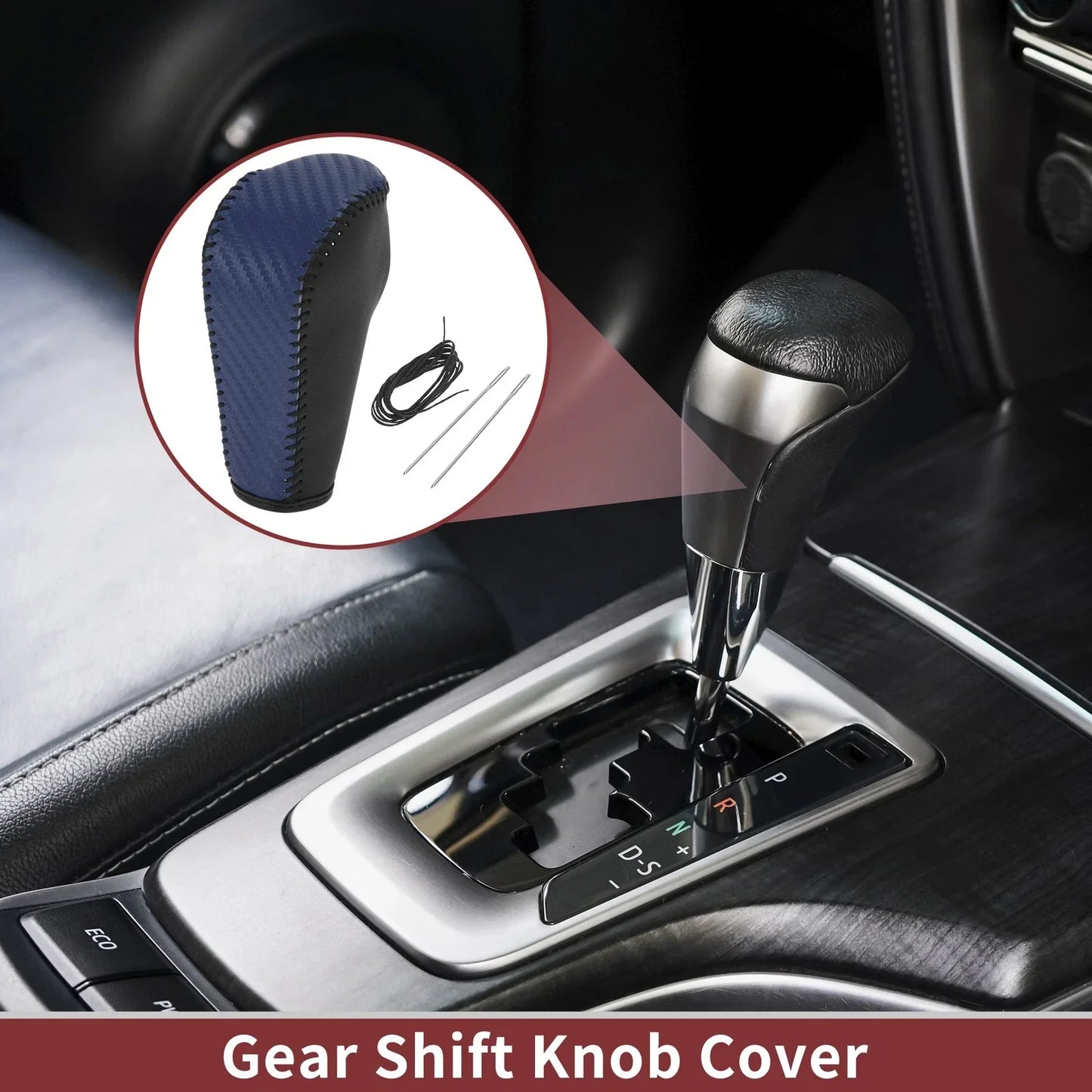 Gear Shift Knob Cover for BMW 3 Series E90 (2004-2012) Black Blue Faux Leather