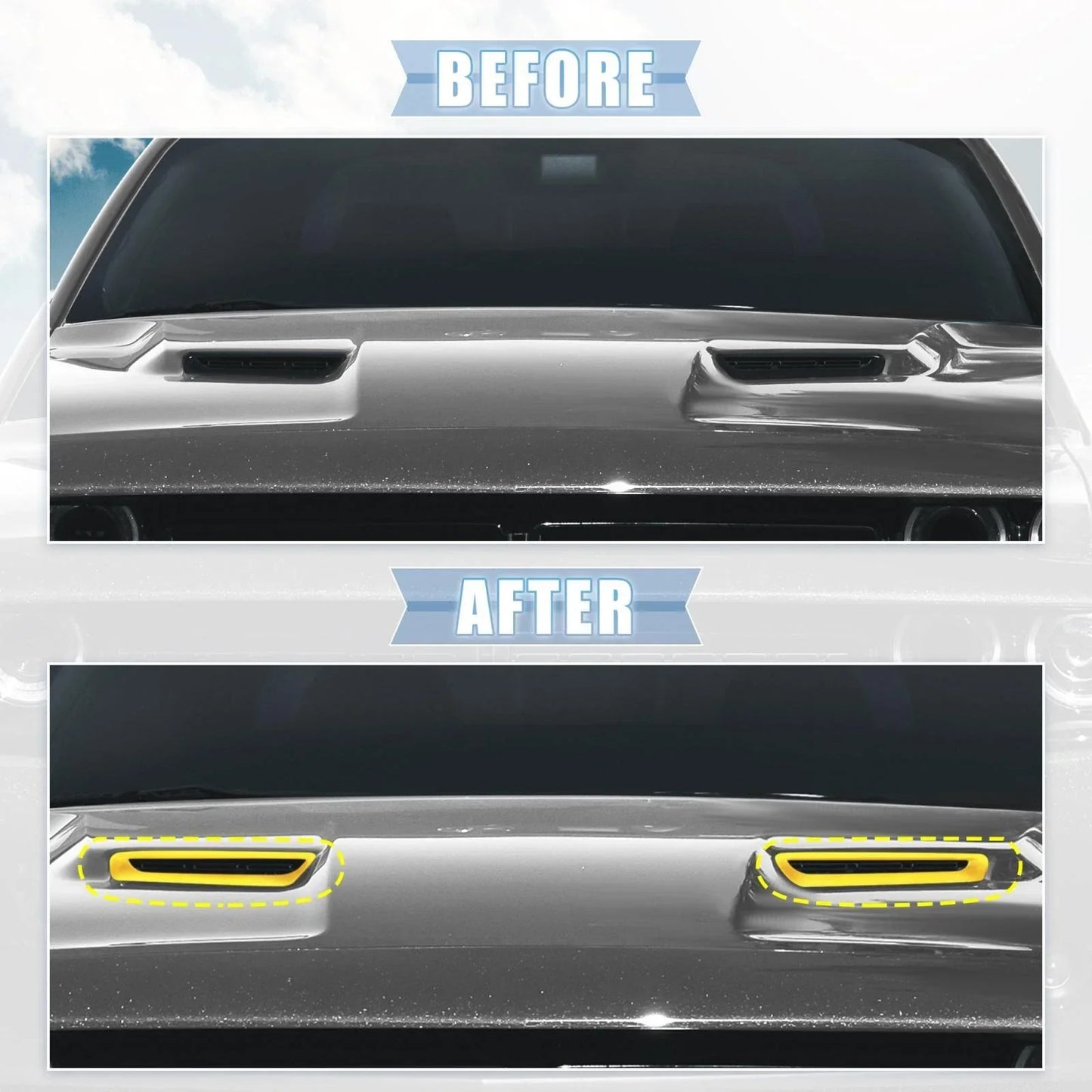 Engine Hood Air Conditioner Outlet Cover Trim Yellow for Dodge Challenger (2015-2023)