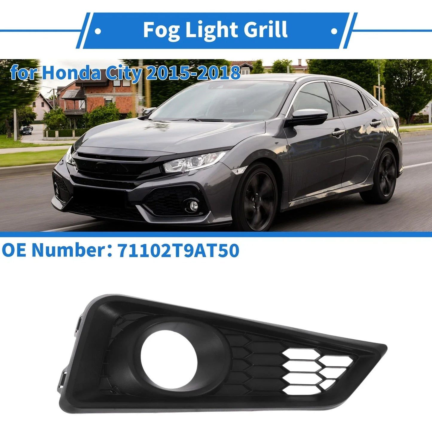 Front Right Fog Light Grill for Honda City (2015-2018)