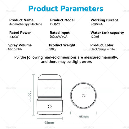 USB Essential Oil Aroma Diffuser Humidifier for Desktop Candle Light