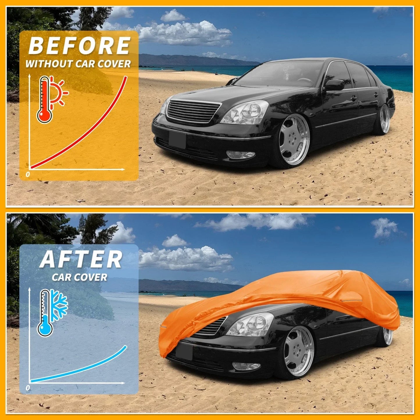Waterproof All Weather Car Cover for Lexus LS (2018-2023) - 210D-PU, Zipper