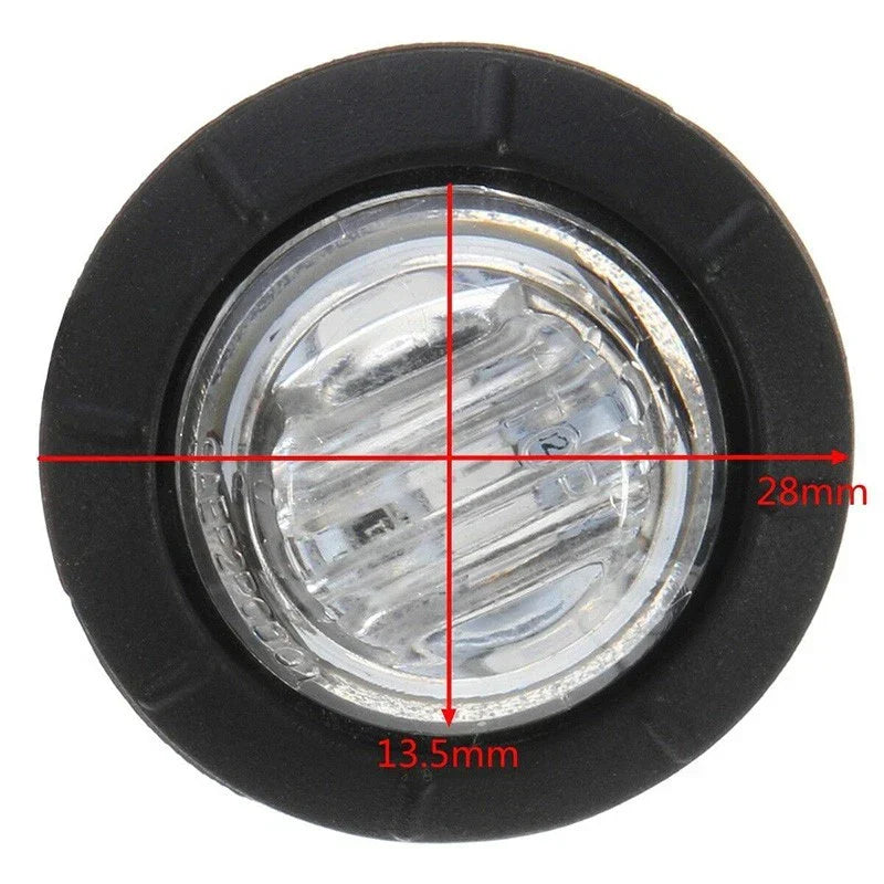 4 x Round Side Marker Mini White Light 3-LED Lamp for Truck Trailer Caravan