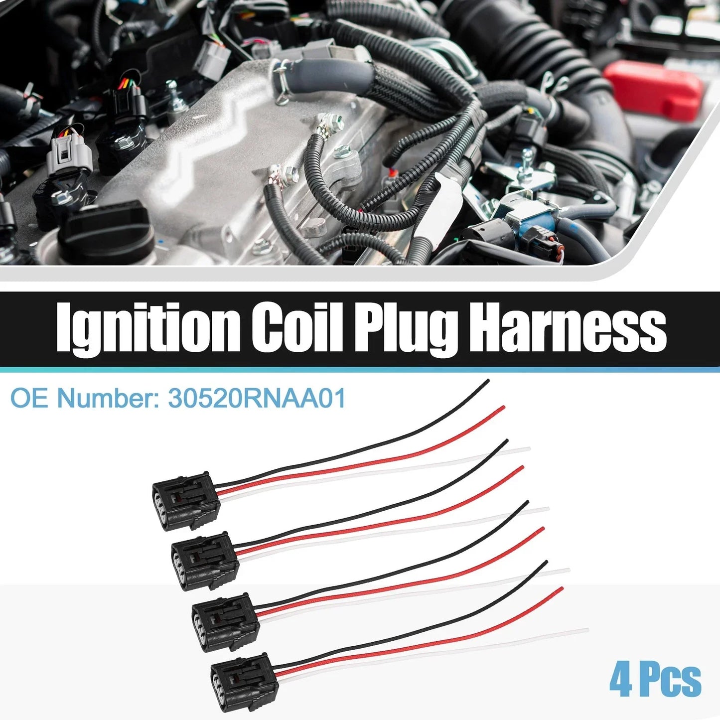 4pcs Ignition Coil Connectors for Honda CR-V 2015-2019 2.4L Gas
