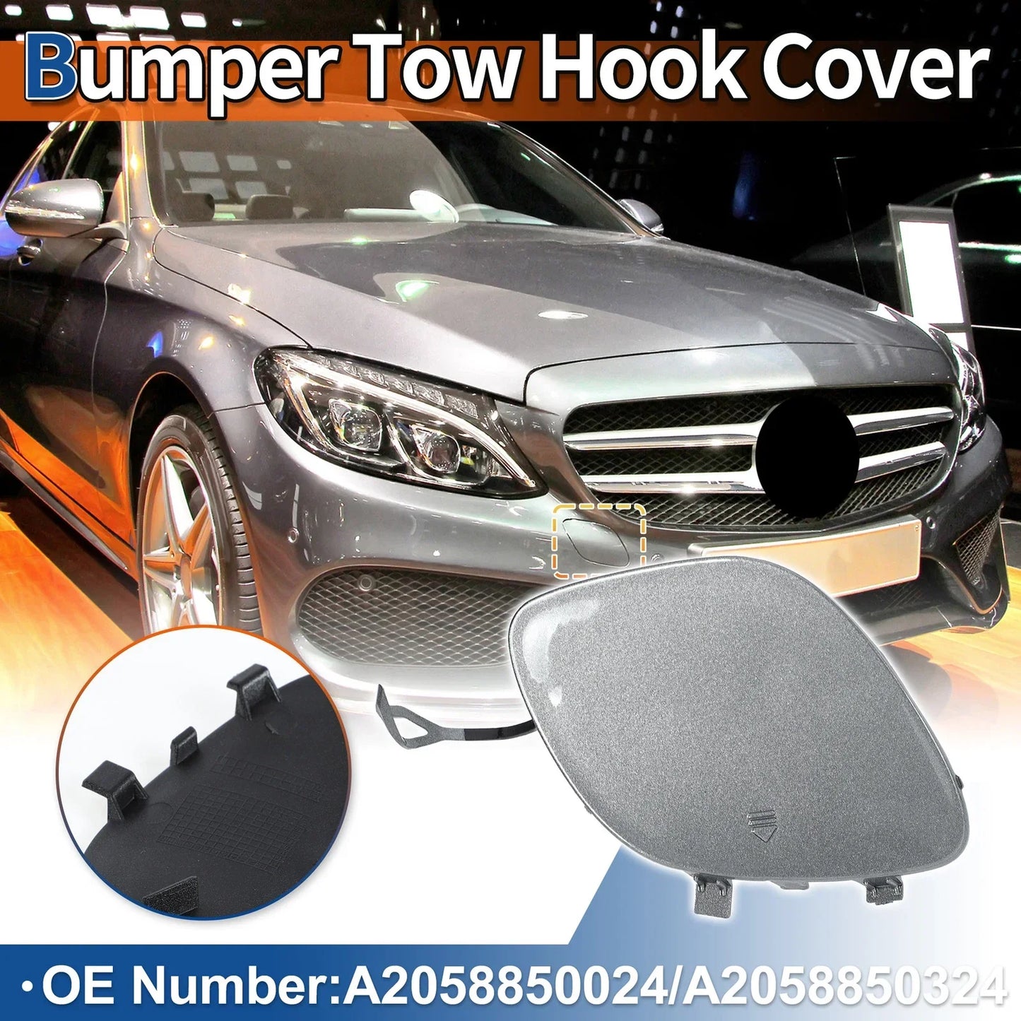 Front Car Bumper Tow Hook Cover for Mercedes-Benz C43 (2017-2020)
