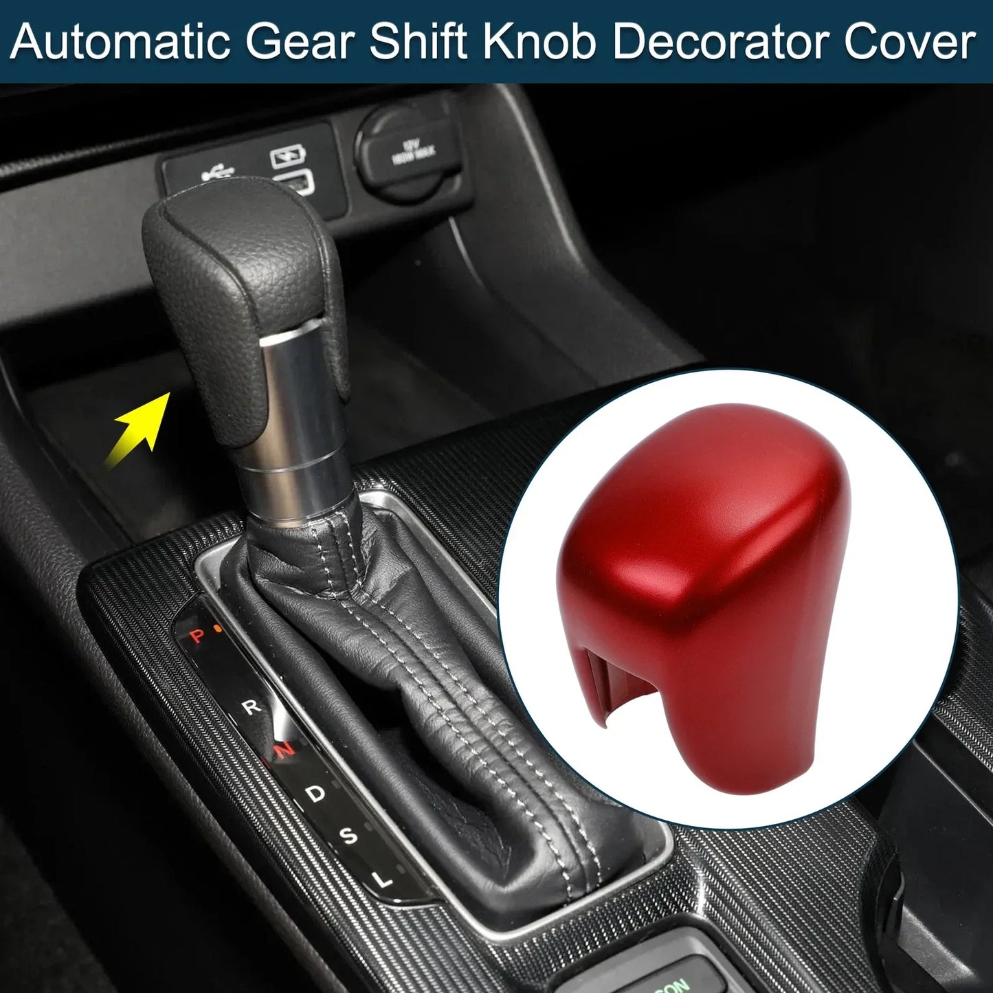 Automatic Gear Shift Knob Cover for Honda Civic 2022-2025 Red Decorator