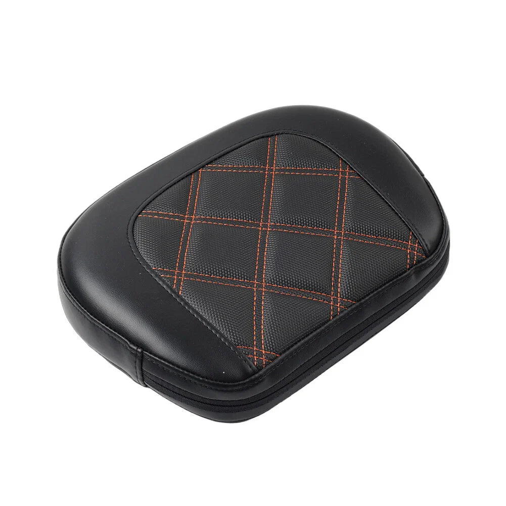 Passenger Sissy Bar Backrest Pad with Orange Stitching for Harley Electra Glide