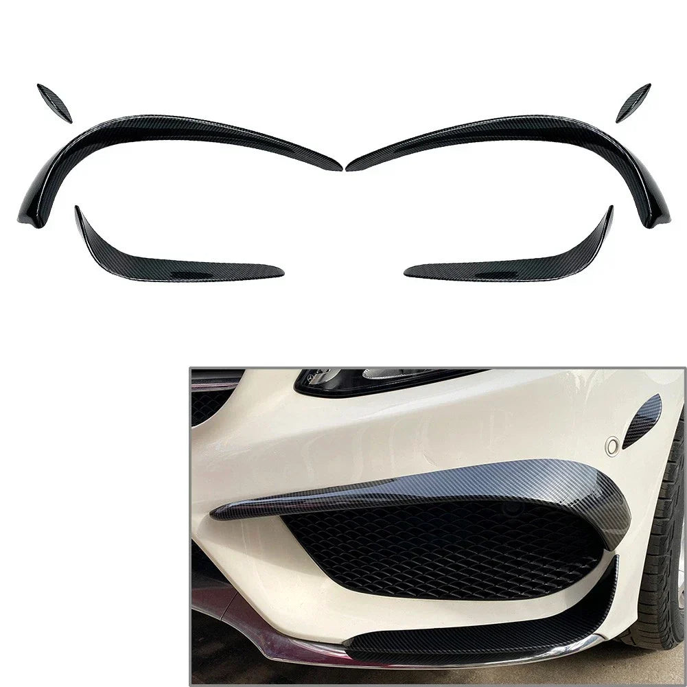 6 x Front Bumper Lip Spoiler Fins for Mercedes Benz C-Class W205 (2015-2018)