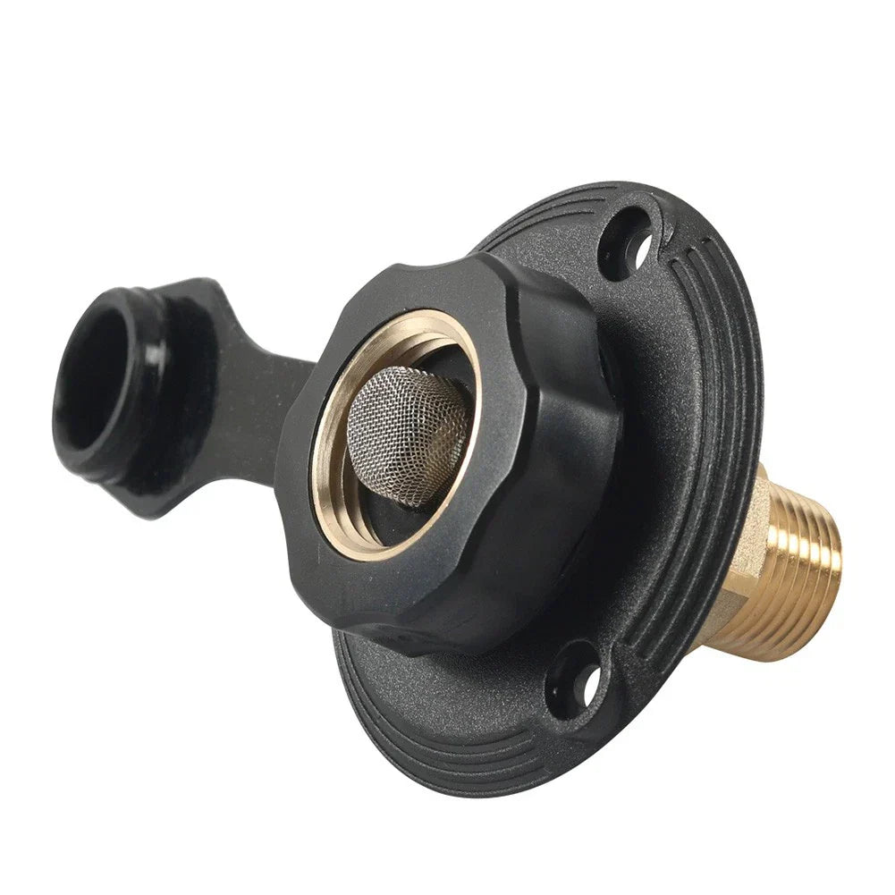 Black RV City Water Inlet Check Valve Flange Hose Connector