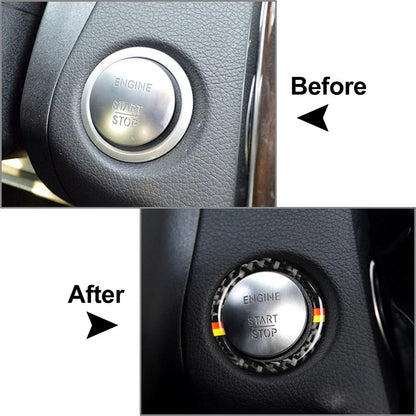 Carbon Fiber Engine Start Stop Button Ring Cover for Mercedes-Benz A B C GLC GLA (2013-2023)