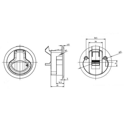 2" Flush Pull Slam Latch for Boat Deck Hatch Door Locking (No Lock Core)