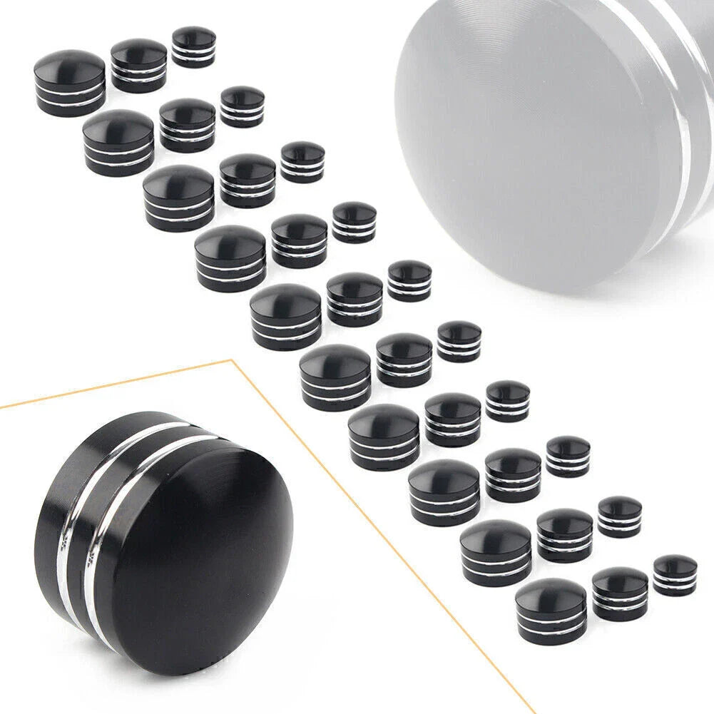 10 x Black CNC 9mm Motor Bolt Topper Caps for Harley