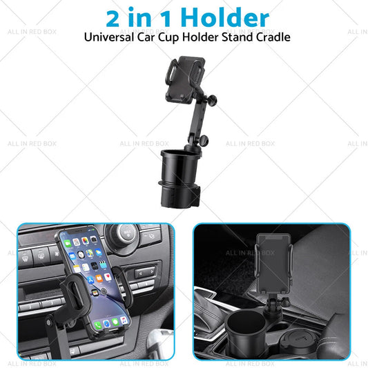 2-in-1 Universal Adjustable Car Cup Holder Stand for Cell Phone GPS Mount