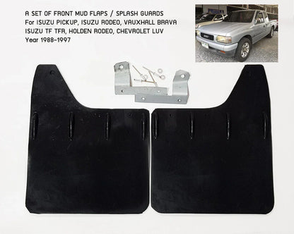 Front Mud Flaps Splash Guards for Holden TF Rodeo Isuzu 88-97 (Black Rubber)