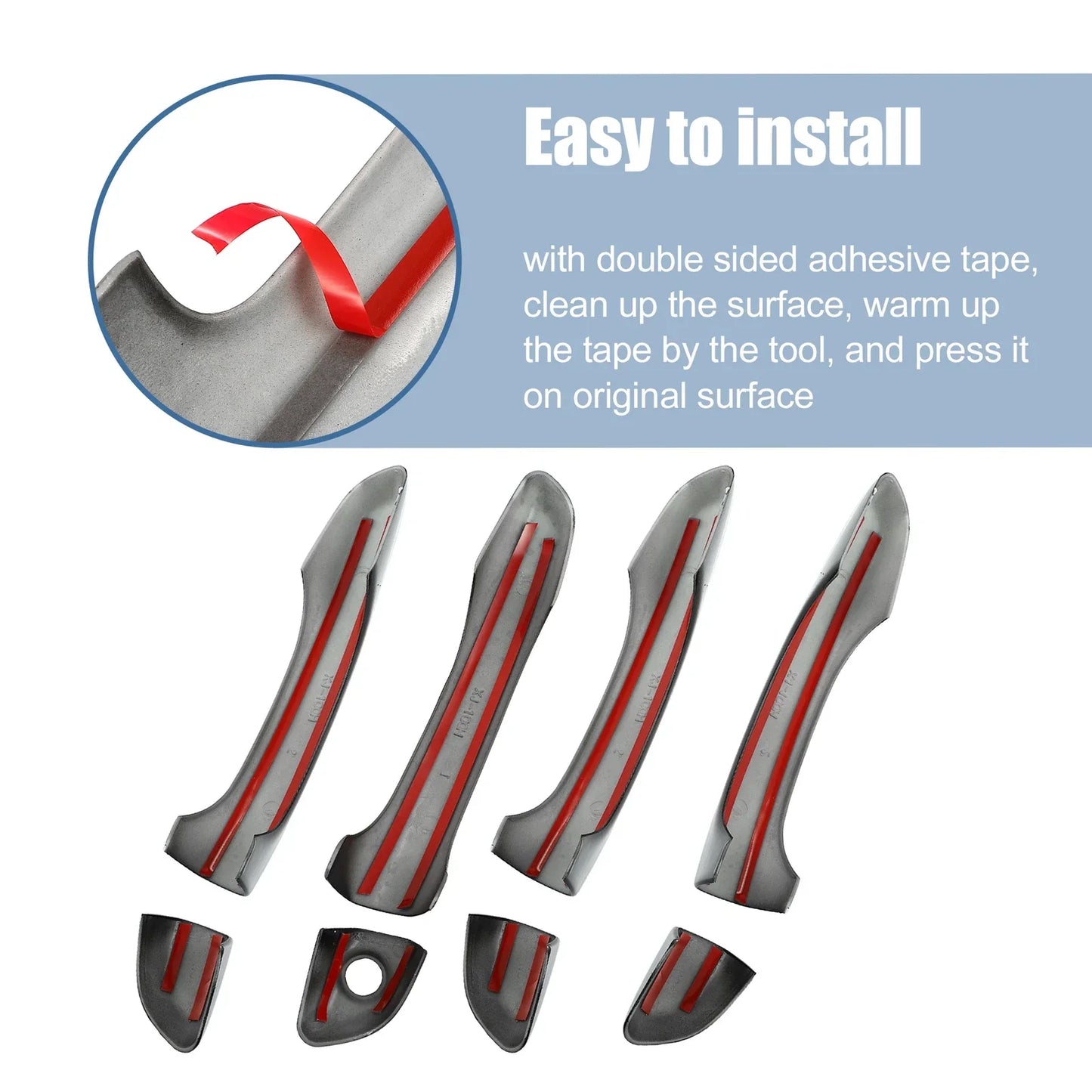 8 x ABS Exterior Side Door Handle Cover Trim for Hyundai Elantra (2017-2020)