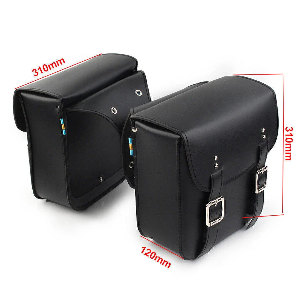 Black Motorcycle Leather Side Saddle Bags for Harley Sportster XL883/1200