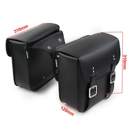 Black Motorcycle Leather Side Saddle Bags for Harley Sportster XL883/1200