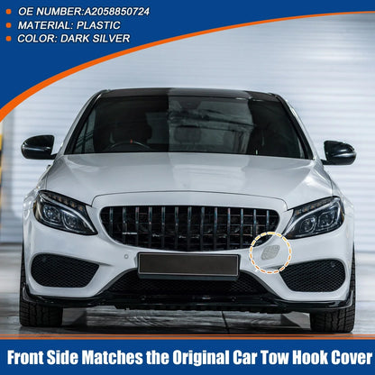 Front Car Bumper Tow Hook Cover for Mercedes-Benz (2019-2023) Dark Silver