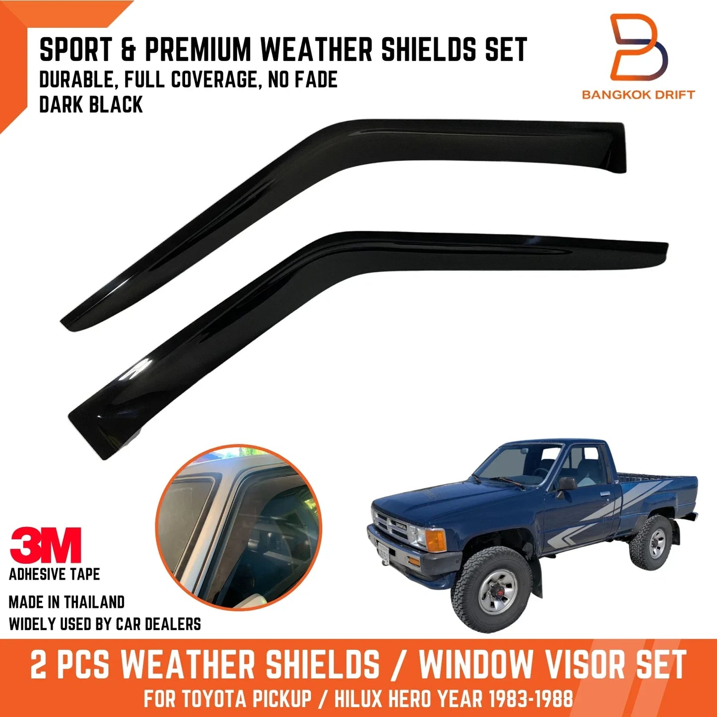 Weather Shield Window Visor Rain Guard for Toyota Hilux (1983-1988)