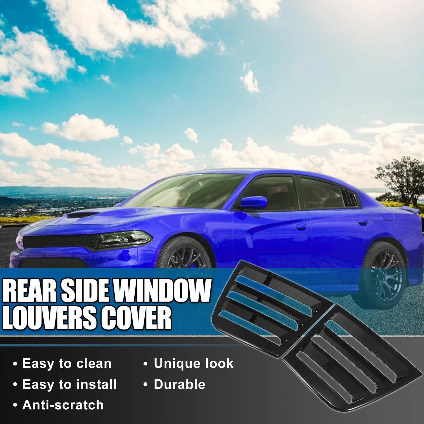 2 x Rear Window Louvers for Dodge Charger 2011-2021 Air Vent Scoop Shades