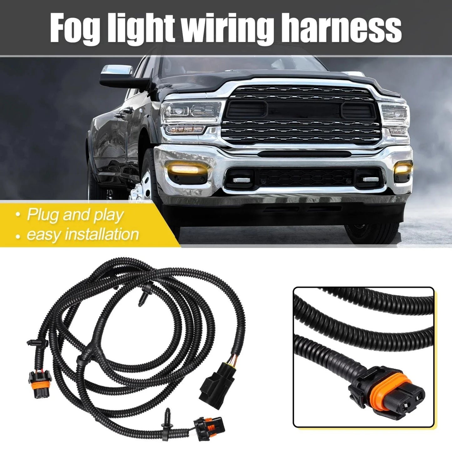 Fog Light Jumper Wiring Harness for Dodge Ram 2500 3500 4500 5500 (2010-2018)