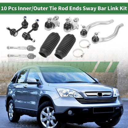 10 x Front Suspension Kit Tie Rod Ends & Sway Bar Links for Honda Civic (2006-2011)