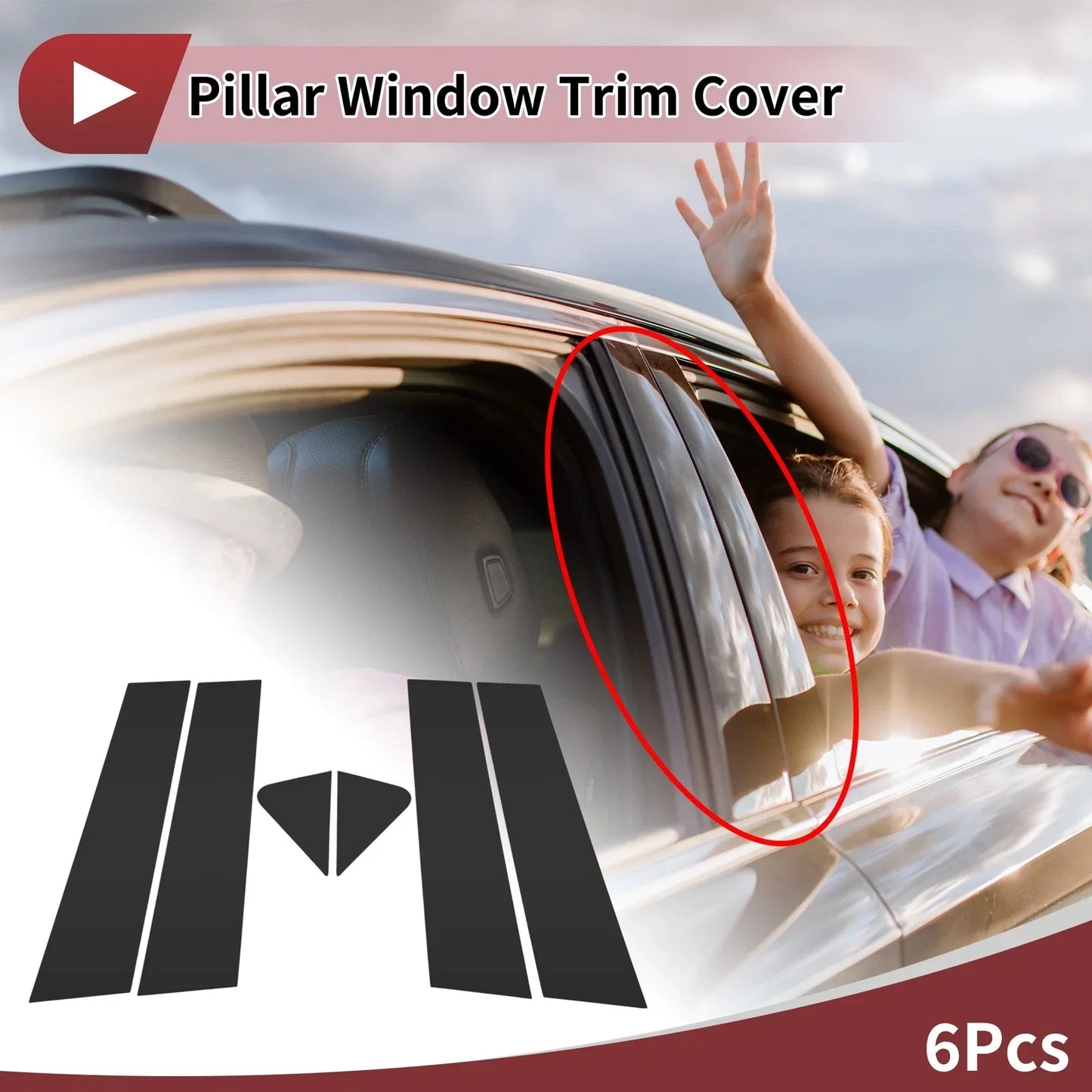 Door Pillar Window Trim for Chevrolet Trailblazer Black Front Rear (2002-2009)