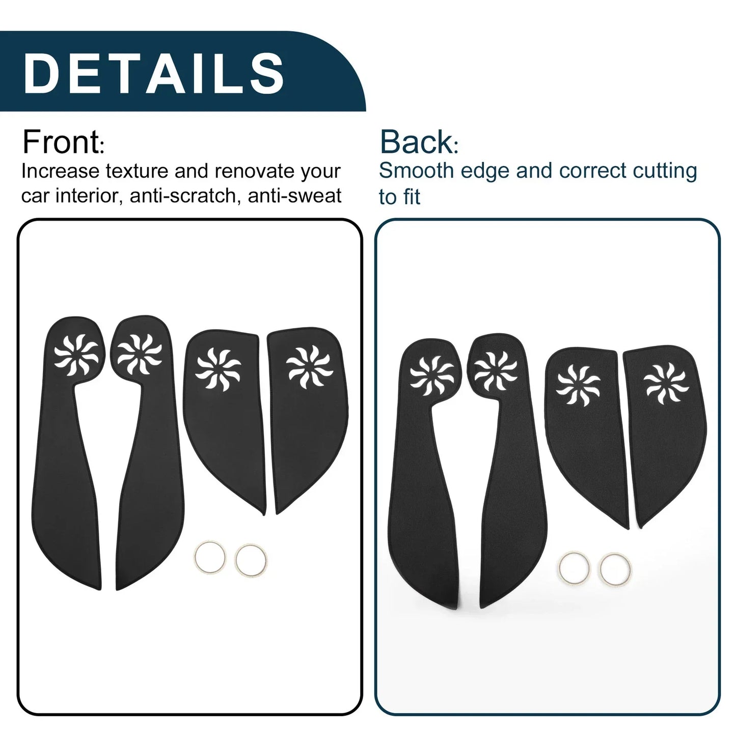 Car Door Anti Kick Pad Sticker Protector for Honda Fit (2000-2008) Black 1 Set