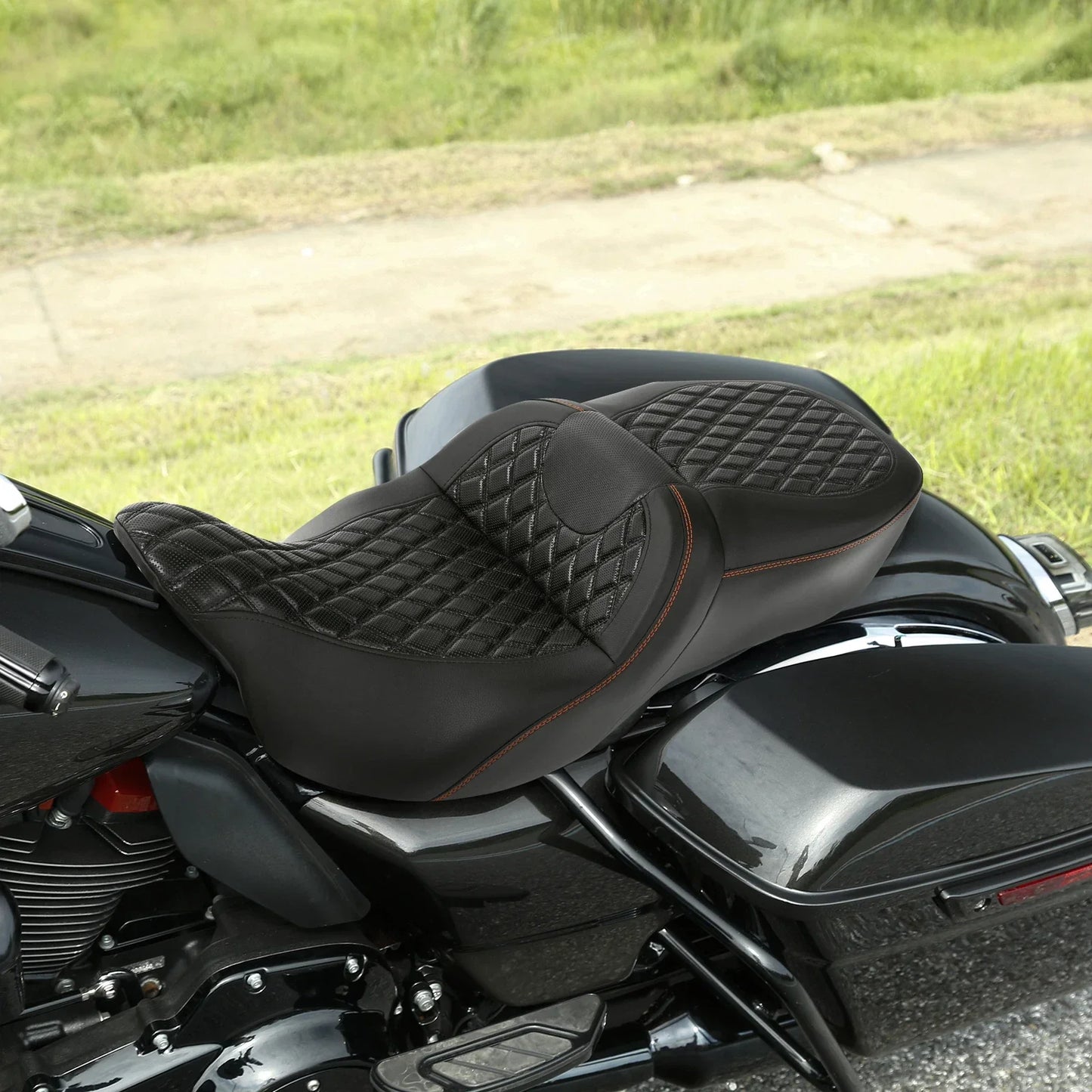 Black Driver Passenger Seat for Harley Touring Road Street Glide (2009-2023)