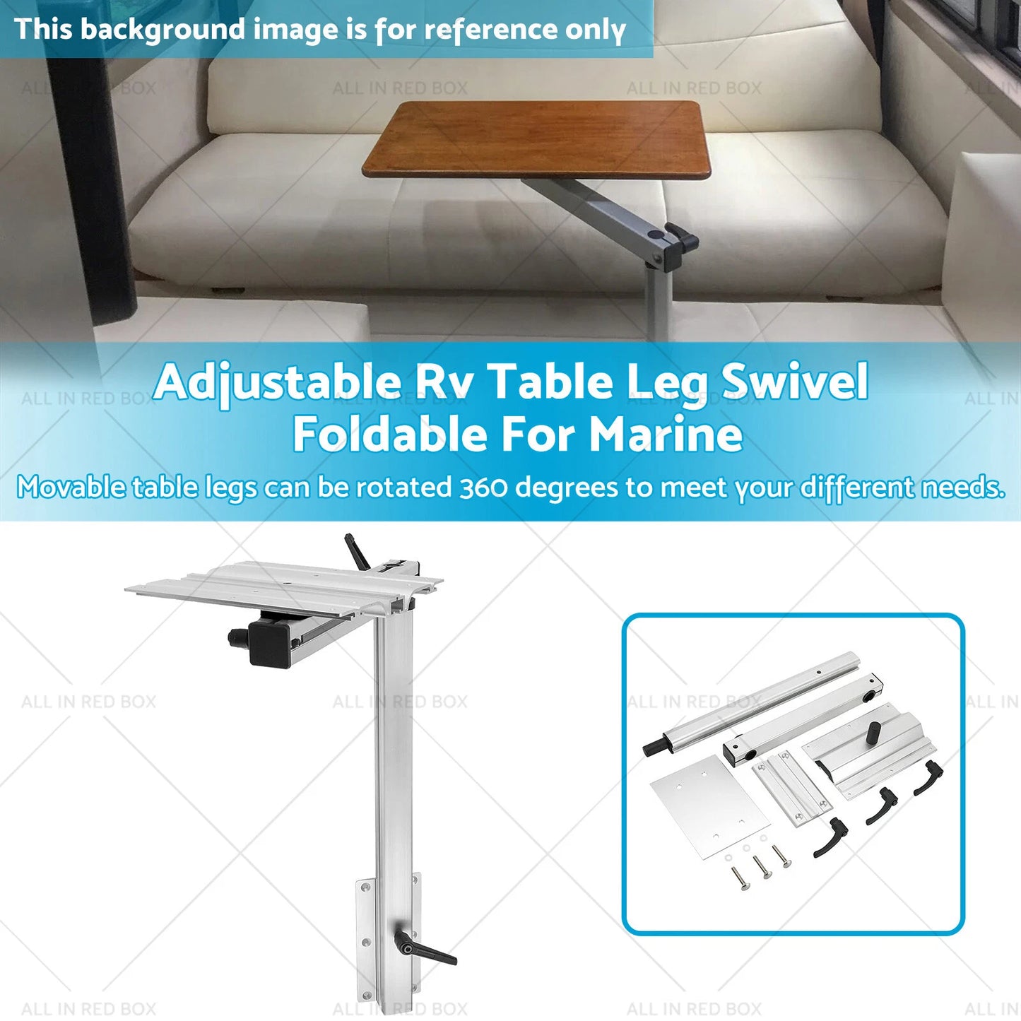 Aluminum Alloy Table Leg for RV Camper - Movable, Rotatable, Height Adjustable